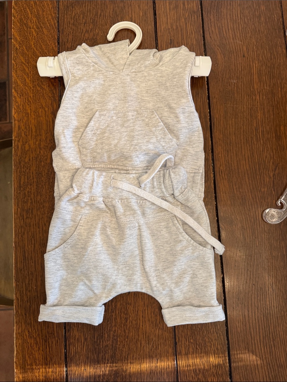 Little Bipsy Gray Sleeveless Hoodie and Harem Shorts